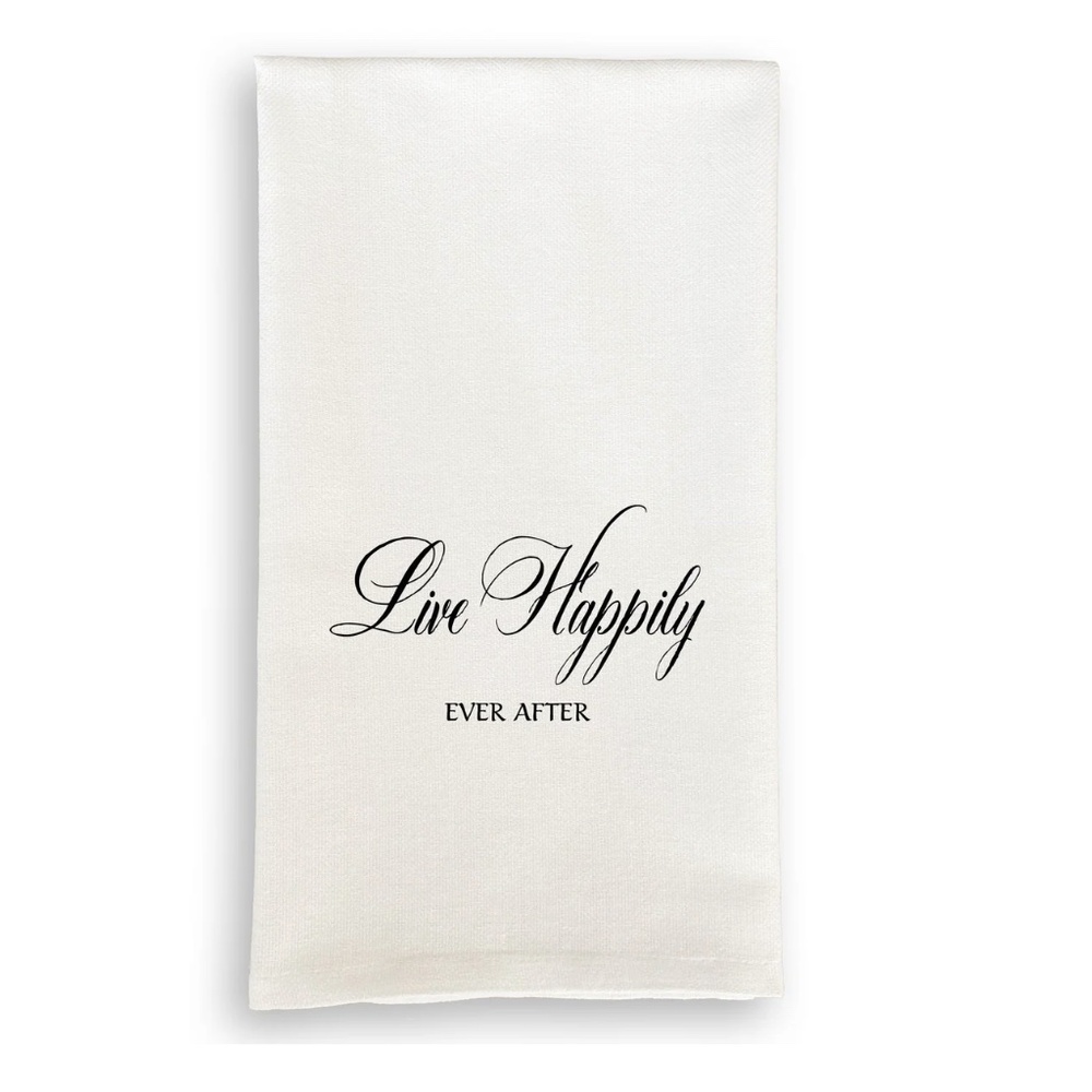 NEW French Graffiti Dish Towel - Live Happily Ever After